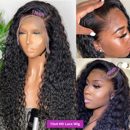 Water Wave Lace Front Wig - Curly Human Hair for Women 💁‍♀️✨