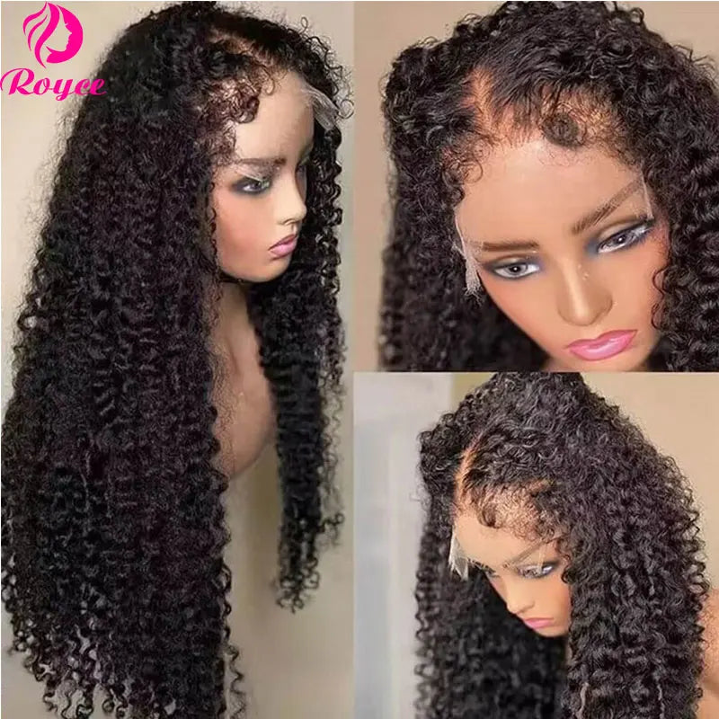 Kinky Curly Edged Wigs Transparent Human Hair Lace Wig Curly Brazilian 13x6 Lace Frontal Human Hair Wigs For Women Pre Plucked