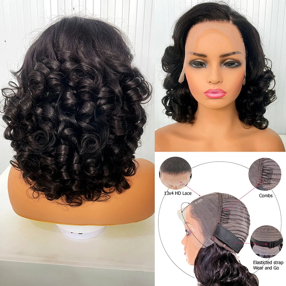 12A Raw Donor Human Hair Wig - Bouncy Curly with HD Swiss Lace