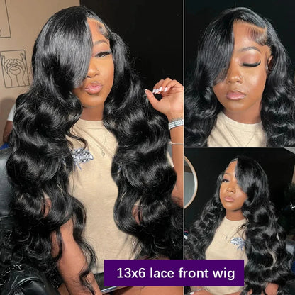 250 Density 13x6 black Body Wave Lace Front Human Hair Wig Brazilian 30 40 Inch 13x4 Lace Frontal Wigs PrePlucked For Women