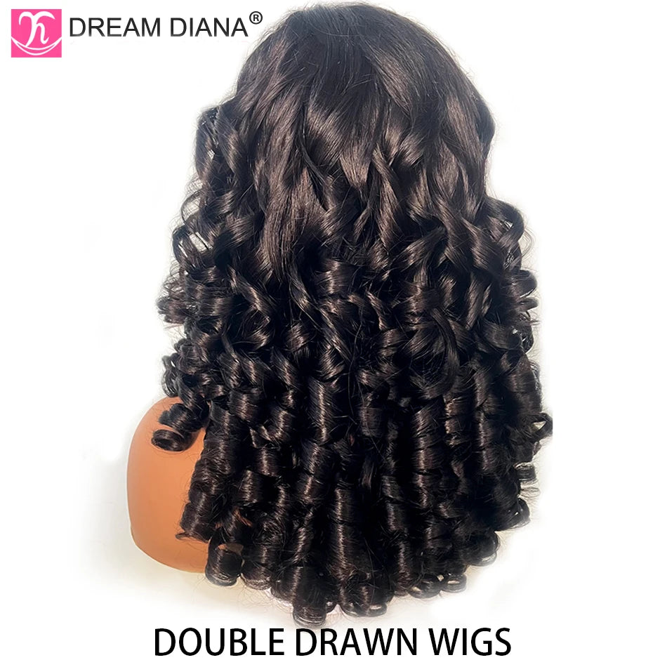 12A Raw Donor Unprocessed Virgin Human Hair Double Drown Loose Curly Wig 13x4 HD Lace 250% Density Bouncy Wave Lace Frontal Wigs