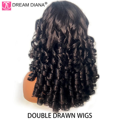 12A Raw Donor Unprocessed Virgin Human Hair Double Drown Loose Curly Wig 13x4 HD Lace 250% Density Bouncy Wave Lace Frontal Wigs