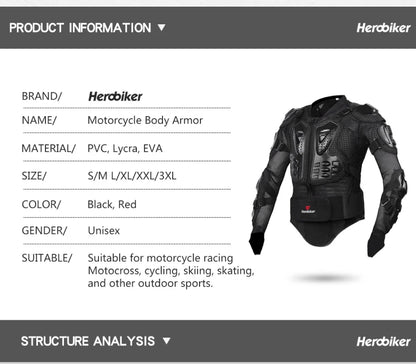 Premium Wear-Resistant Motocross Jacket - Men’s Motorcycle Armor with Full-Body Protection