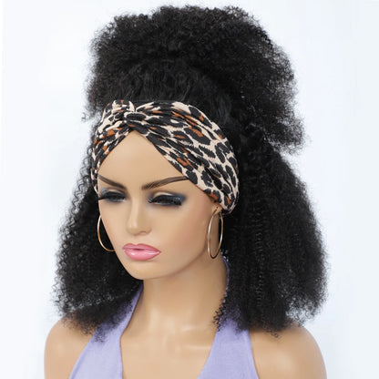 Afro Kinky Curly Headband Wigs 180% Density Human Hair Wig Glueless Headband Kinky Curly Wig For Black Women