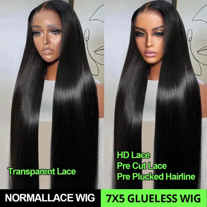 250% Pre Cut Straight Glueless Wig Human Hair, ready to Wear Brazilian for women