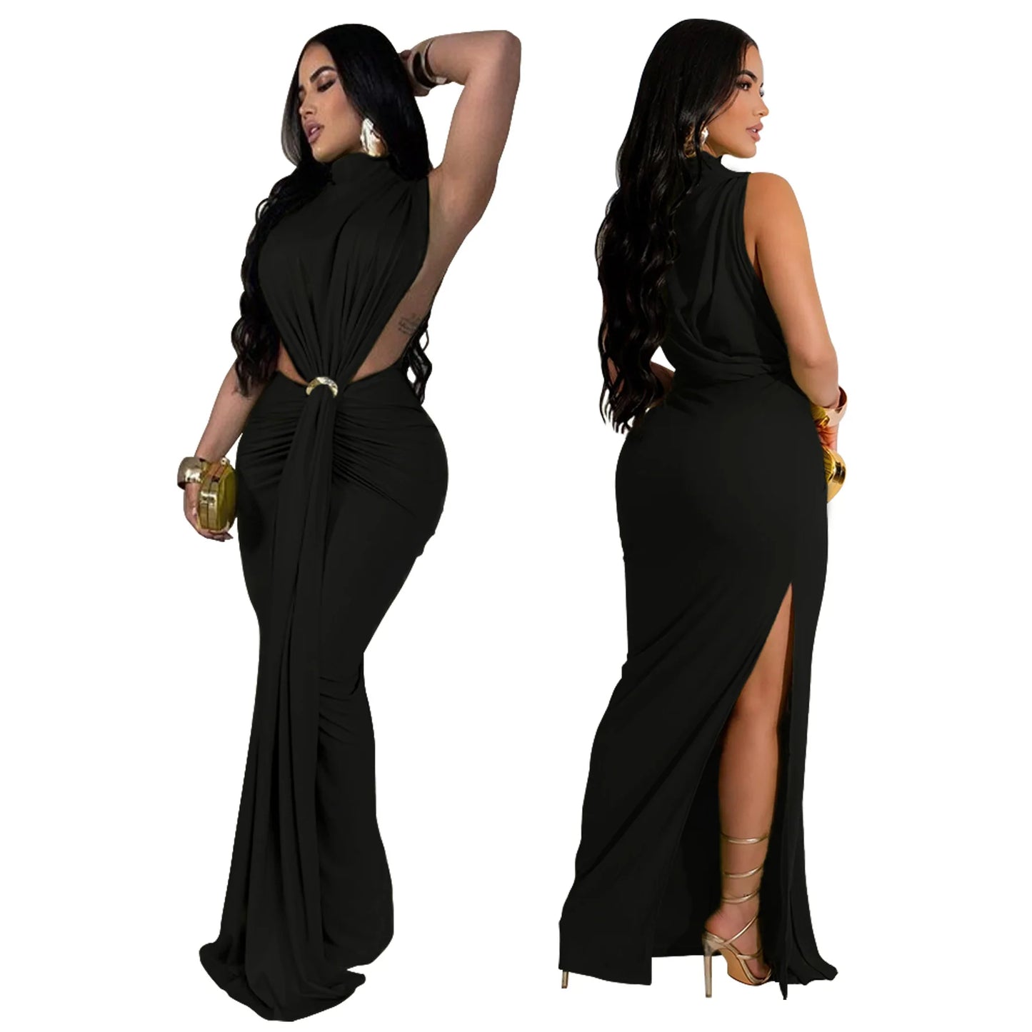 Sexy Chic Bodycon High Split Maxi Dress - Elegant Evening & Party Wear"