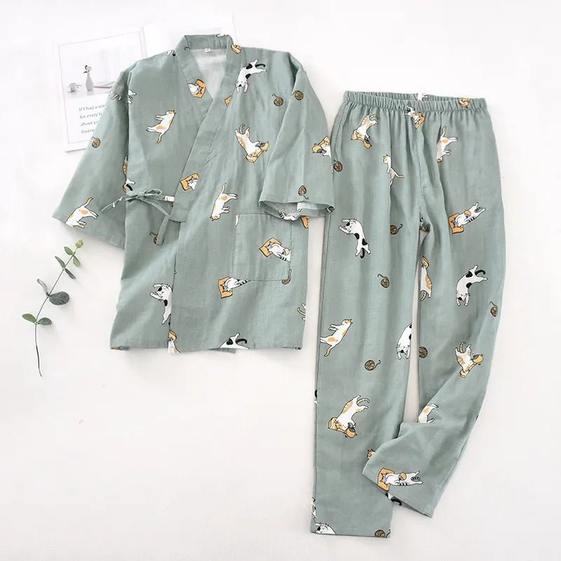 Style Kimono Pajama Set - 100% Cotton Gauze.