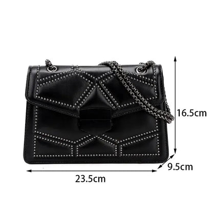 Vintage Rivet Chain Small Shoulder Bag for Women 💼✨