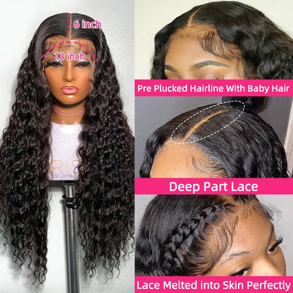 Water Wave 13x6 HD Lace Frontal Wig – 100% Brazilian Human Hair 💁‍♀️