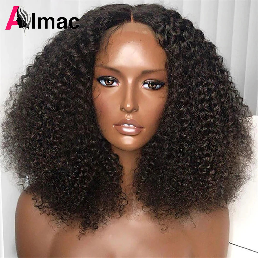 250% Density Afro Kinky Curly Human Hair Wig - Indian Remy Lace Frontal & T-Part Wig with Transparent Lace