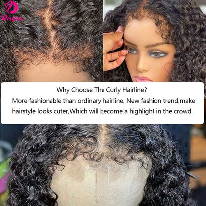 Kinky Curly Edged Wigs Transparent Human Hair Lace Wig Curly Brazilian 13x6 Lace Frontal Human Hair Wigs For Women Pre Plucked