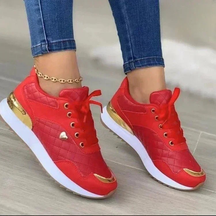 Women's Mesh Patchwork Sneakers - Lightweight, Breathable, & Stylish Lace-Up Flats