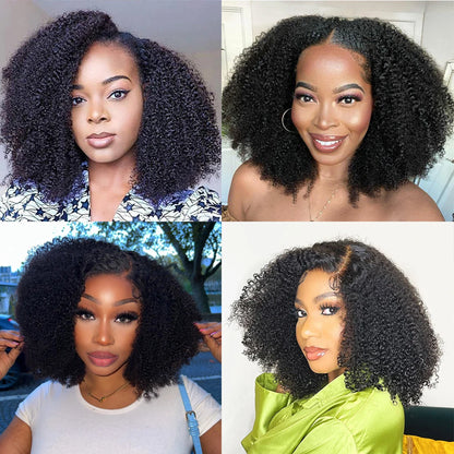 250% Density Afro Kinky Curly Human Hair Wig - Indian Remy Lace Frontal & T-Part Wig with Transparent Lace