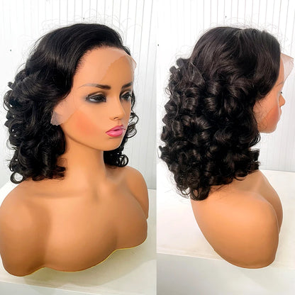 12A Raw Donor Human Hair Wig - Bouncy Curly with HD Swiss Lace