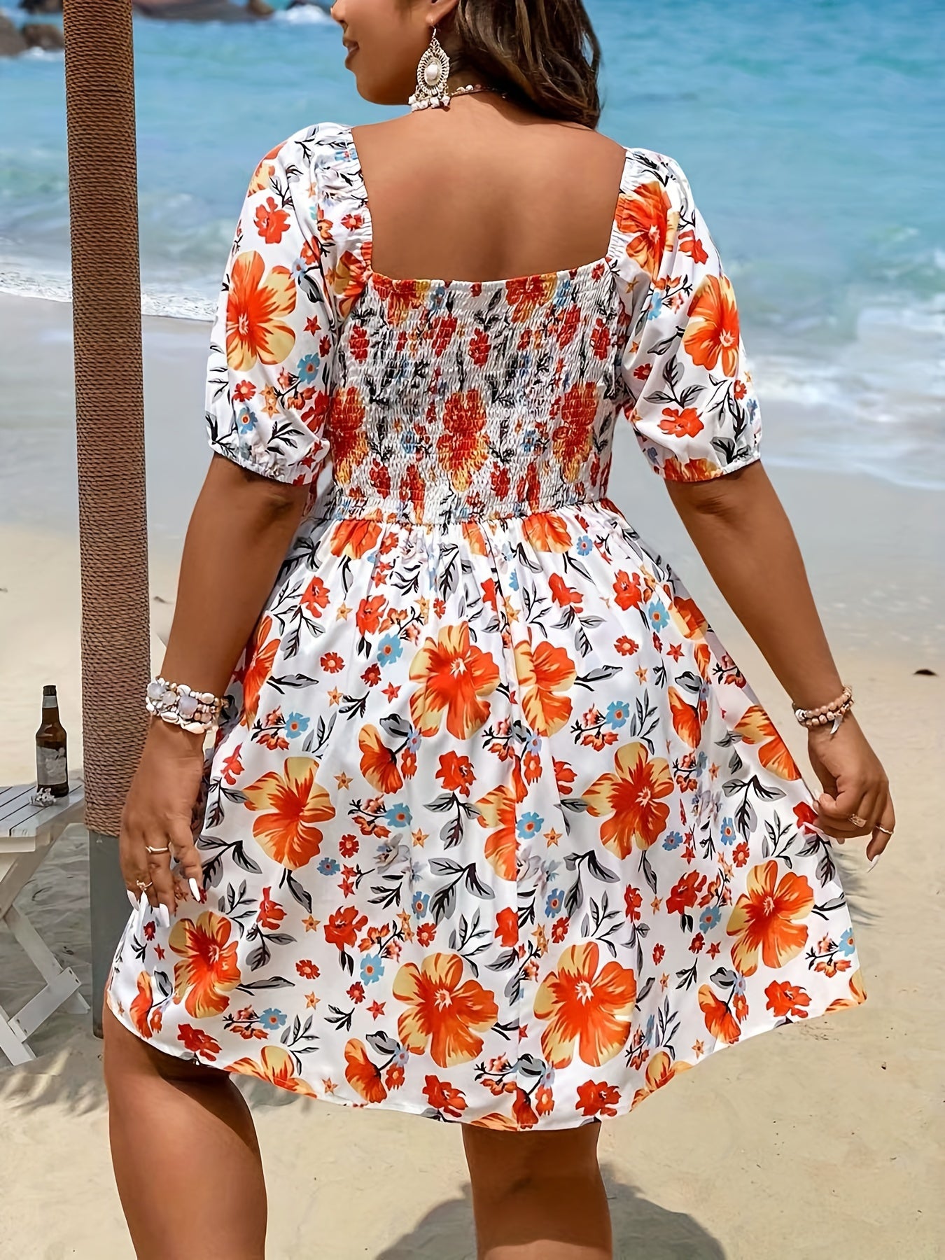 Plus Size Romantic Floral Mini Dress