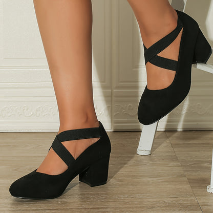 “Chic Women’s Chunky Heels | Elegant Solid Color Pumps for Day & Night”