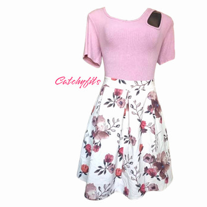 Women's Vintage Floral High Waist Midi Skirt - Summer Swing Skirt