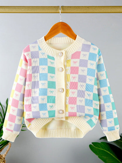 “Girls’ Cute Fruit Pattern Cardigan with Thermal Lining | Cozy & Stylish”