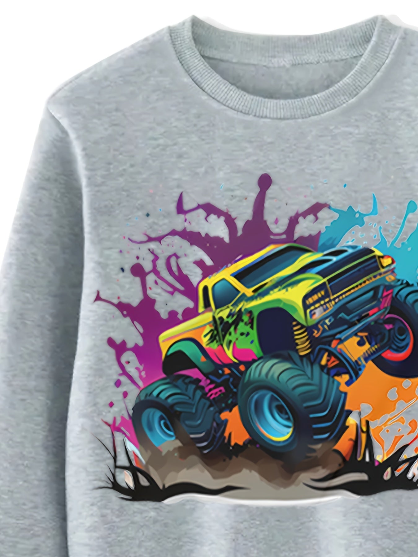 Boys’ 4-Pack Off-Road Truck Sweatshirts – Cool & Lightweight for Spring and Fall”