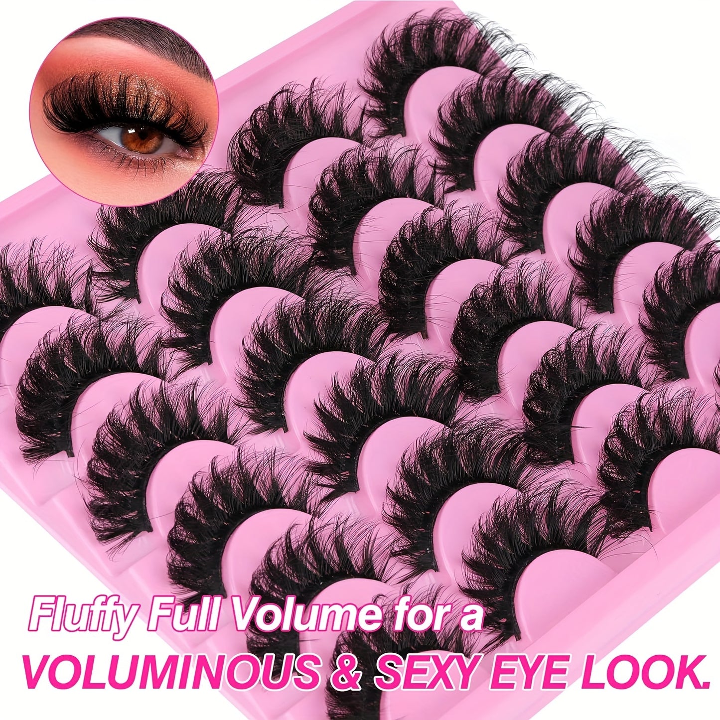 12 Pairs 5D Faux Mink False Eyelashes – 18mm Fox Eye, Fluffy & Curling Volume Lashess