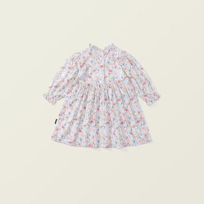 Girls’ Floral Cotton Dress | Vintage Puff Sleeve Charm