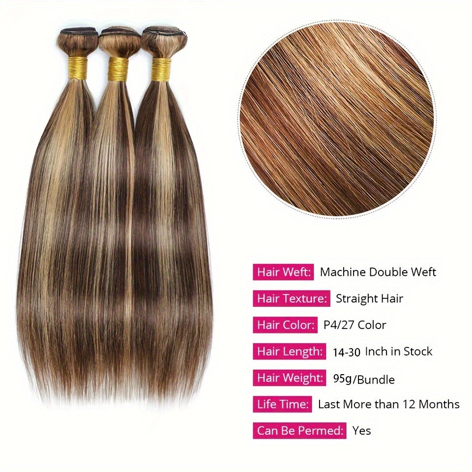 Highlight P4/27 Straight Human Hair Bundles Piano Color Raw Remy Hair Extention