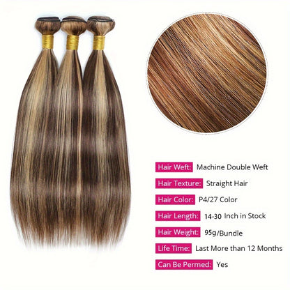 Highlight P4/27 Straight Human Hair Bundles Piano Color Raw Remy Hair Extention