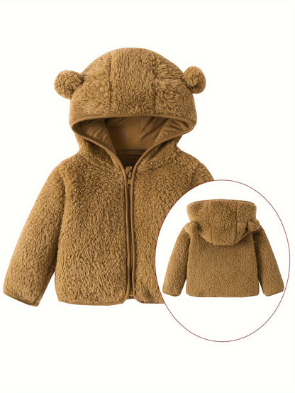 Adorable Fleece Jacket for Toddlers – Cute Bear Ears Hoodie for Girls & Boys | Warm Winter Teddy Coat