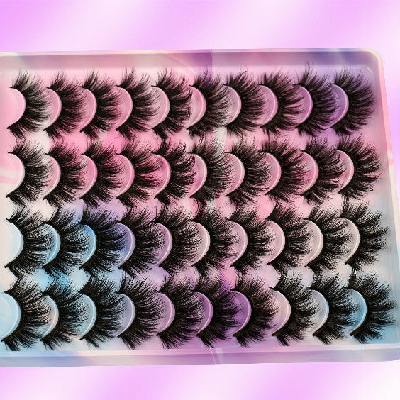 20 Pairs of D Curl Wispy False Eyelashes, Natural Cat Eye Lashes