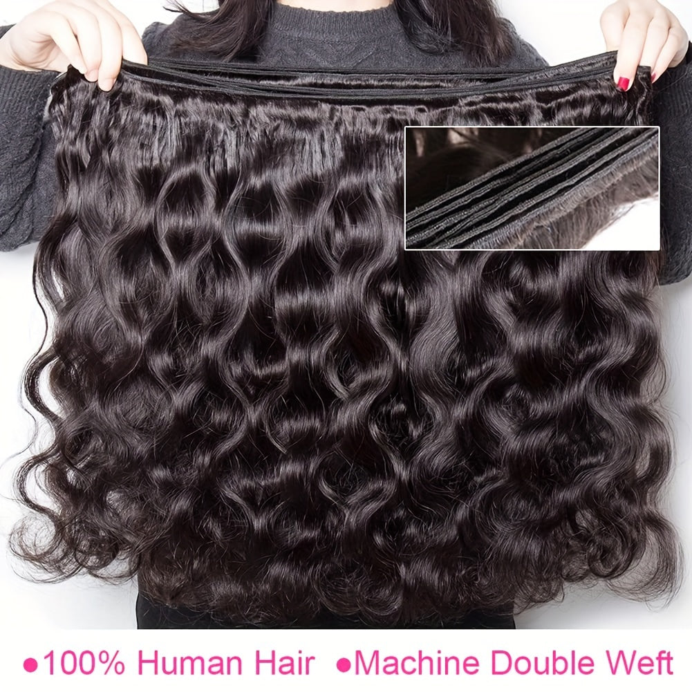 10A Virgin Body Wave Human Hair Bundles 100% Unprocessed Body Wave Human Hair 3 Bundles Double Weft Human Hair Weave Natural Black Color